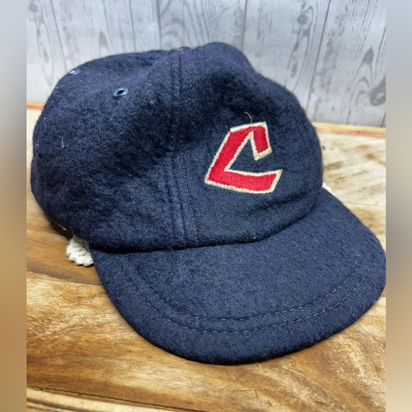 VTG Cleveland Indians Wool Hat Cap Fitted Crooked C - Picture 6 of 7